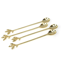 Gold Leaves Cocktail Spoon