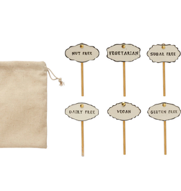 Stoneware & Stainless Steel Food Markers Set of 6