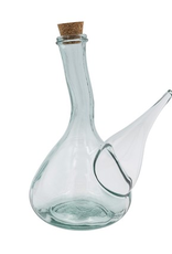 Large Recycled Glass Cruet with Stopper Quart