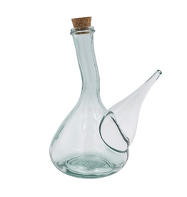 Large Recycled Glass Cruet with Stopper Quart