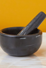 Salerno Black Marble Mortar and Pestle D5.5"