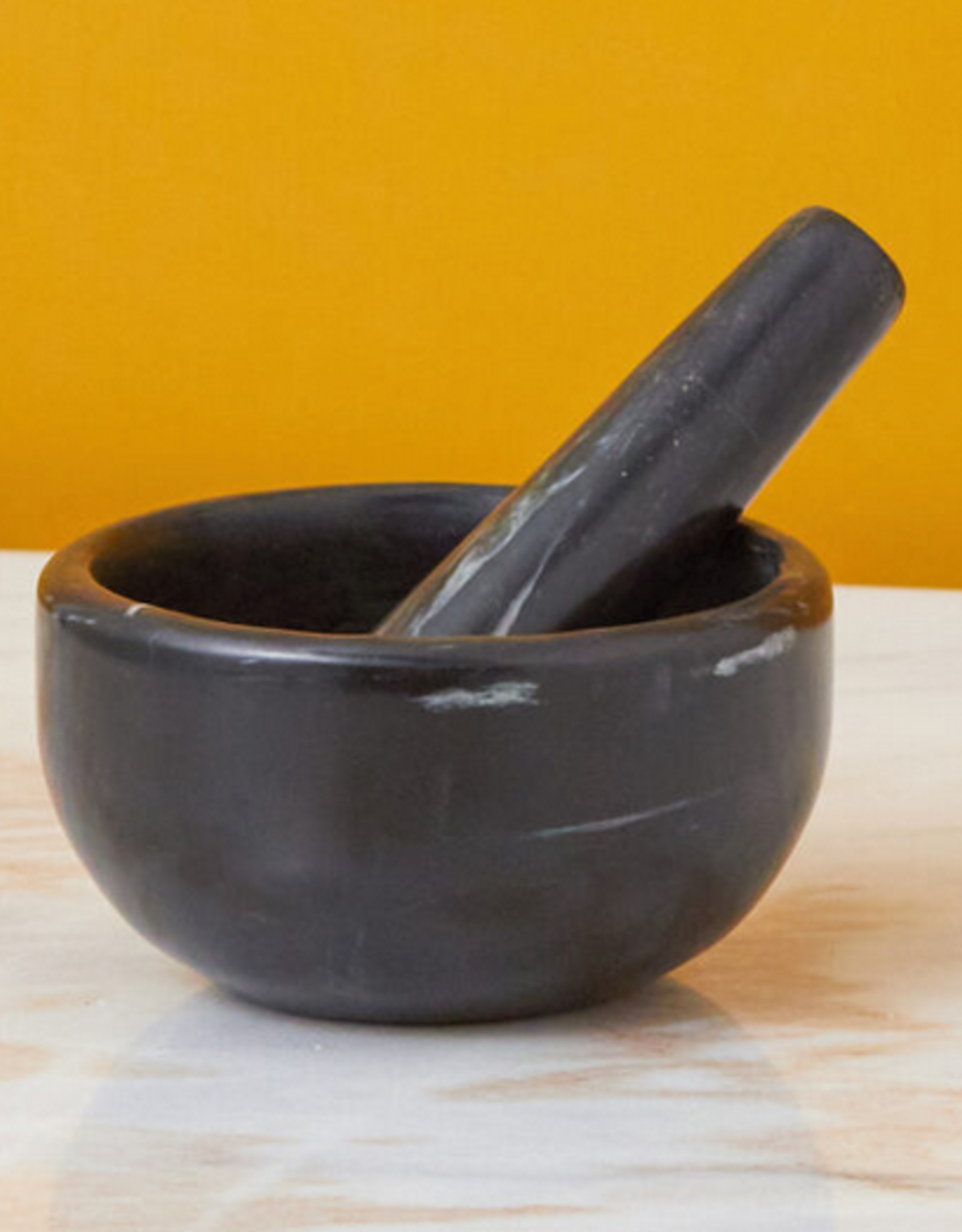 Salerno Black Marble Mortar and Pestle D5.5"
