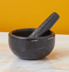 Salerno Black Marble Mortar and Pestle D5.5"