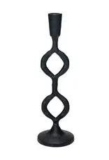 Small Black Cast Iron Taper Holder D3.5" H12.25"