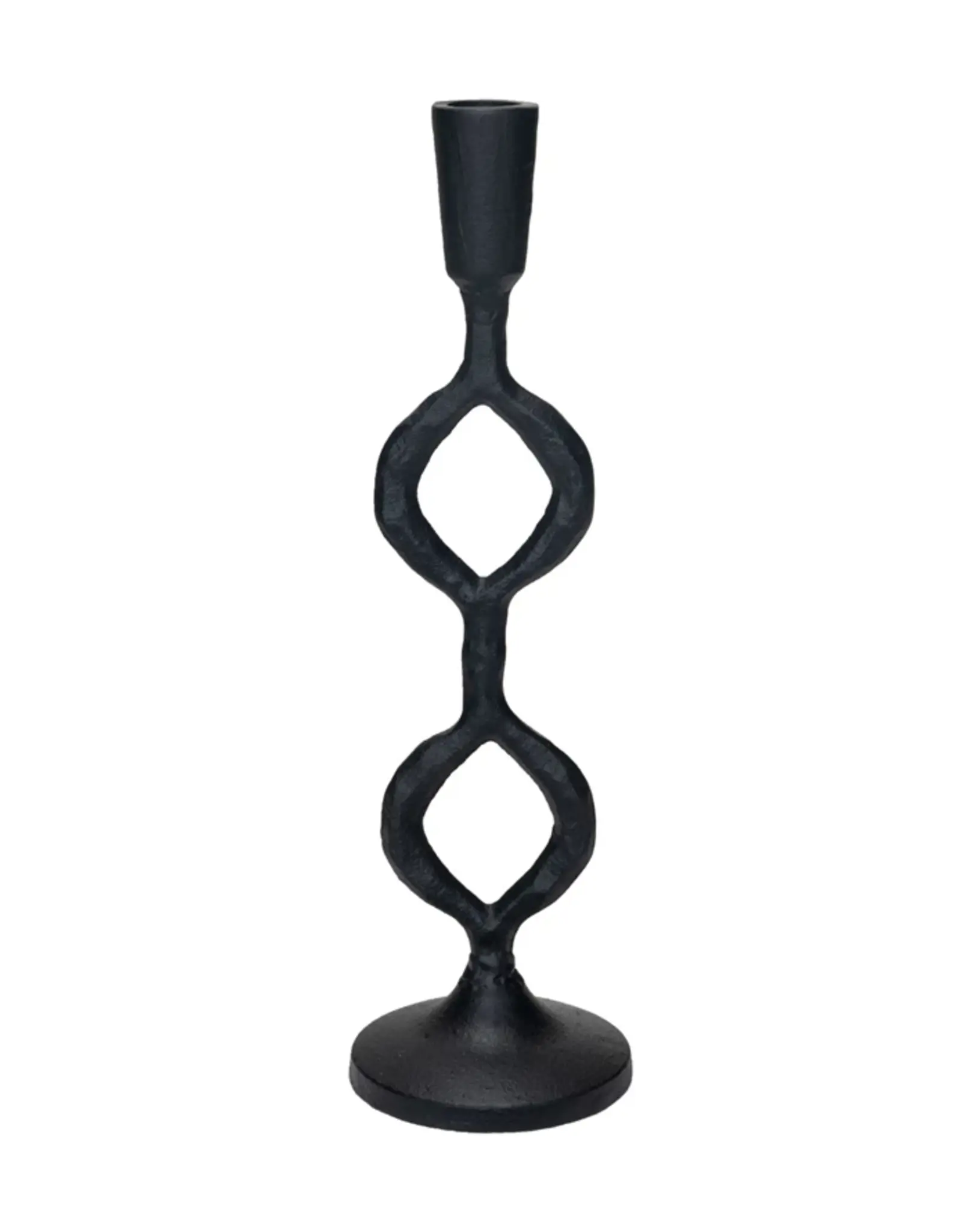 Small Black Cast Iron Taper Holder D3.5" H12.25"