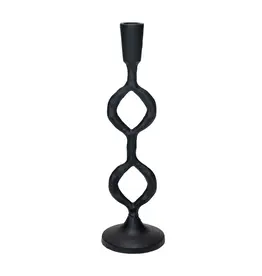 Small Black Cast Iron Taper Holder D3.5" H12.25"