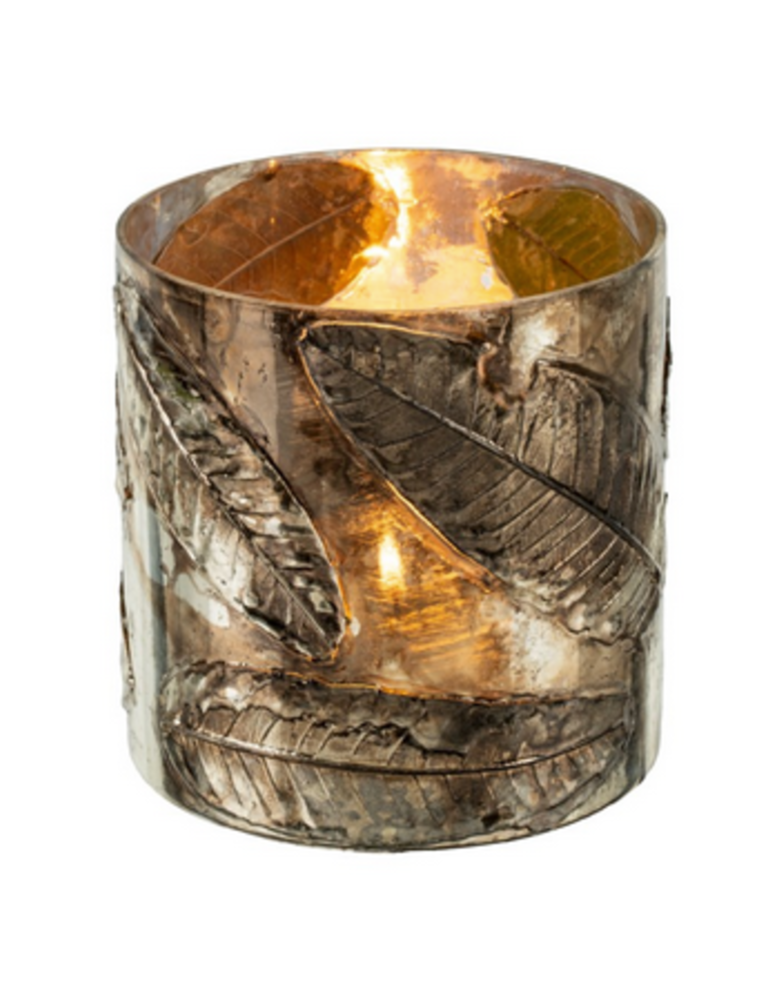 Small Black Leaf Relief Votive H4.72"