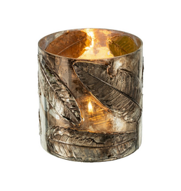 Small Black Leaf Relief Votive H4.72"