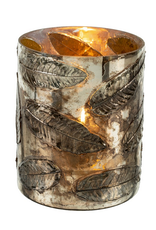 Large Black Leaf Relief Votive H8.27"