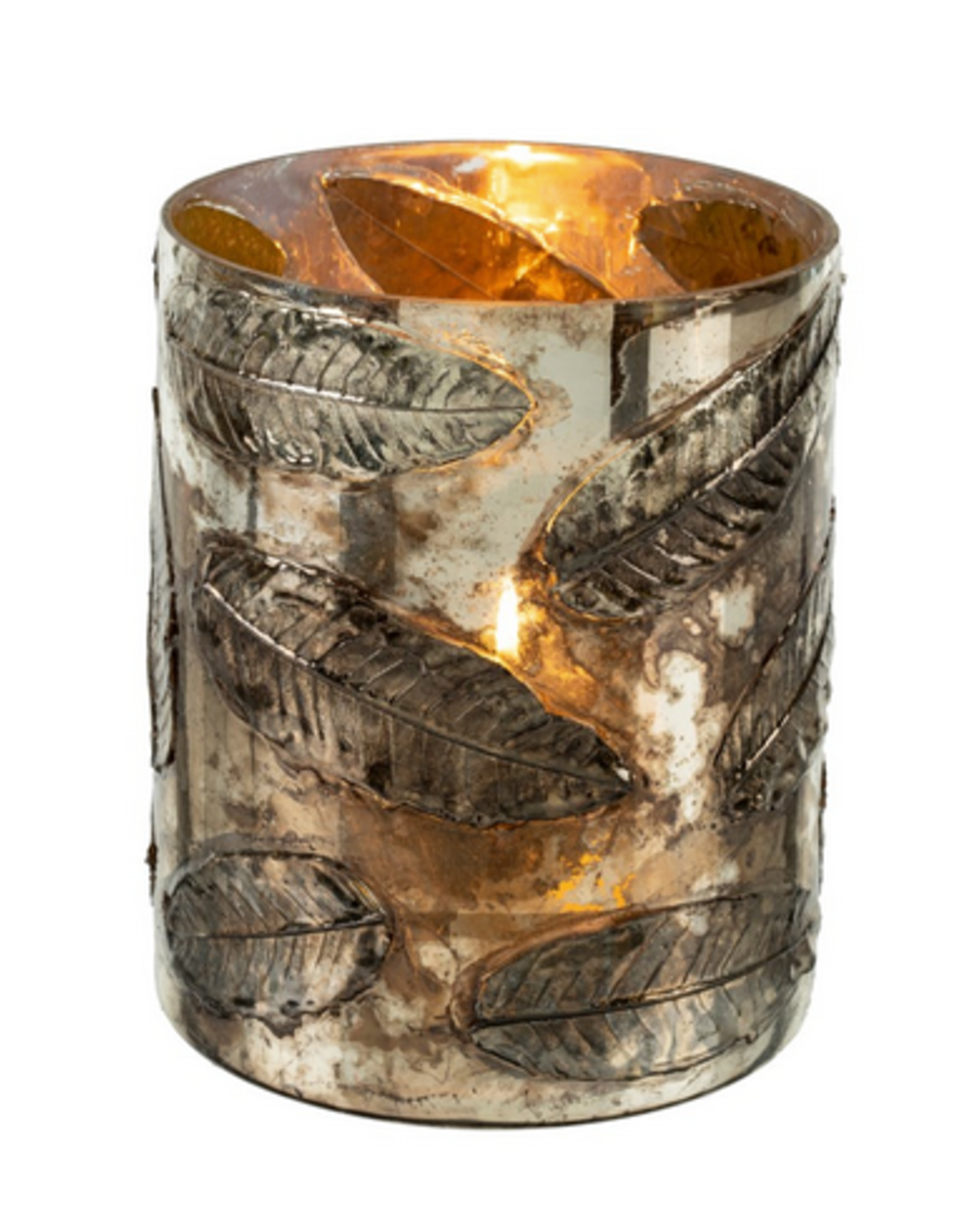 Large Black Leaf Relief Votive H8.27"