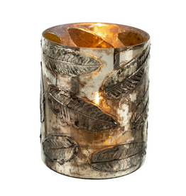 Large Black Leaf Relief Votive H8.27"