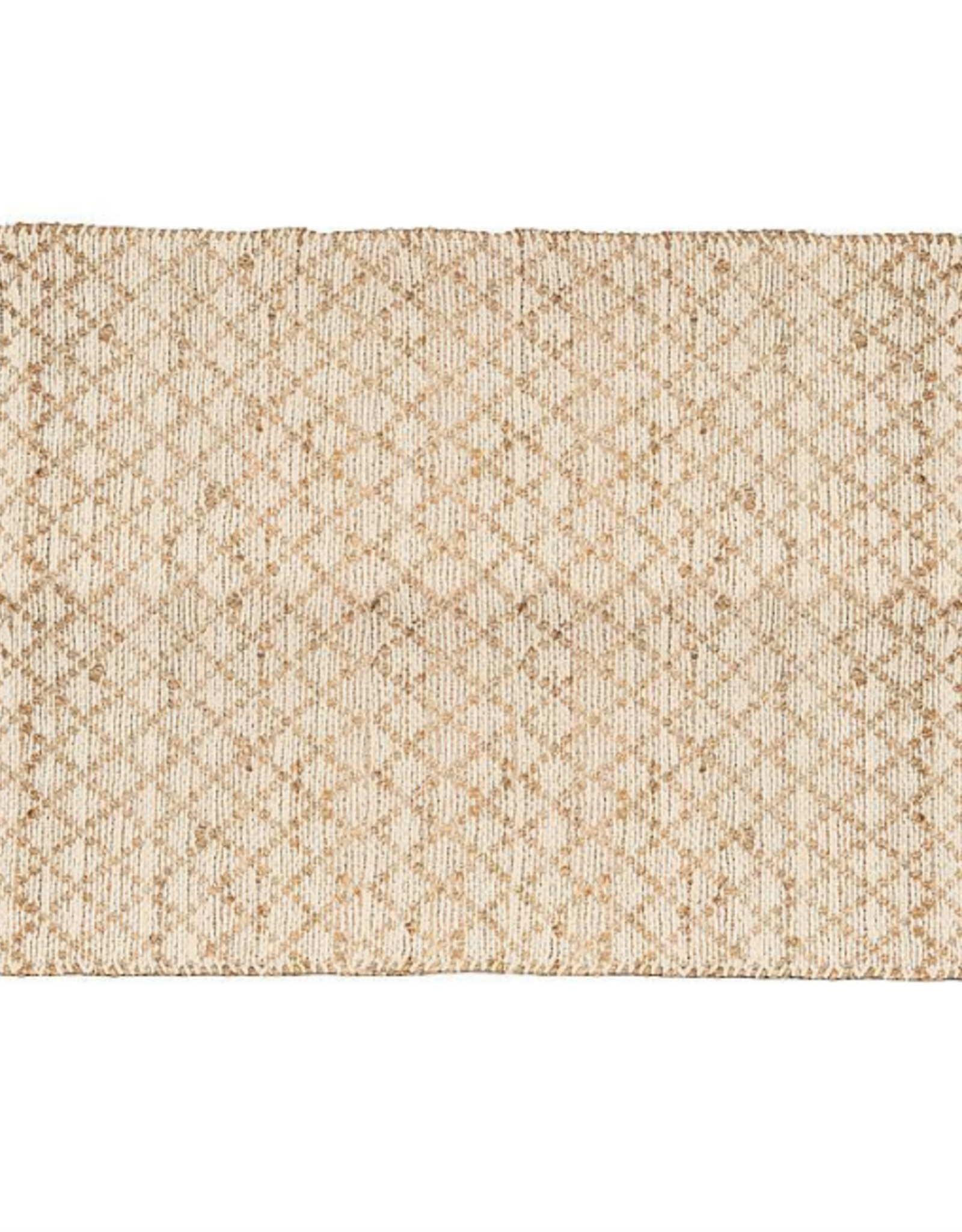 Large Ivory/Natural Small Diamond Weave Mat L60" W36"