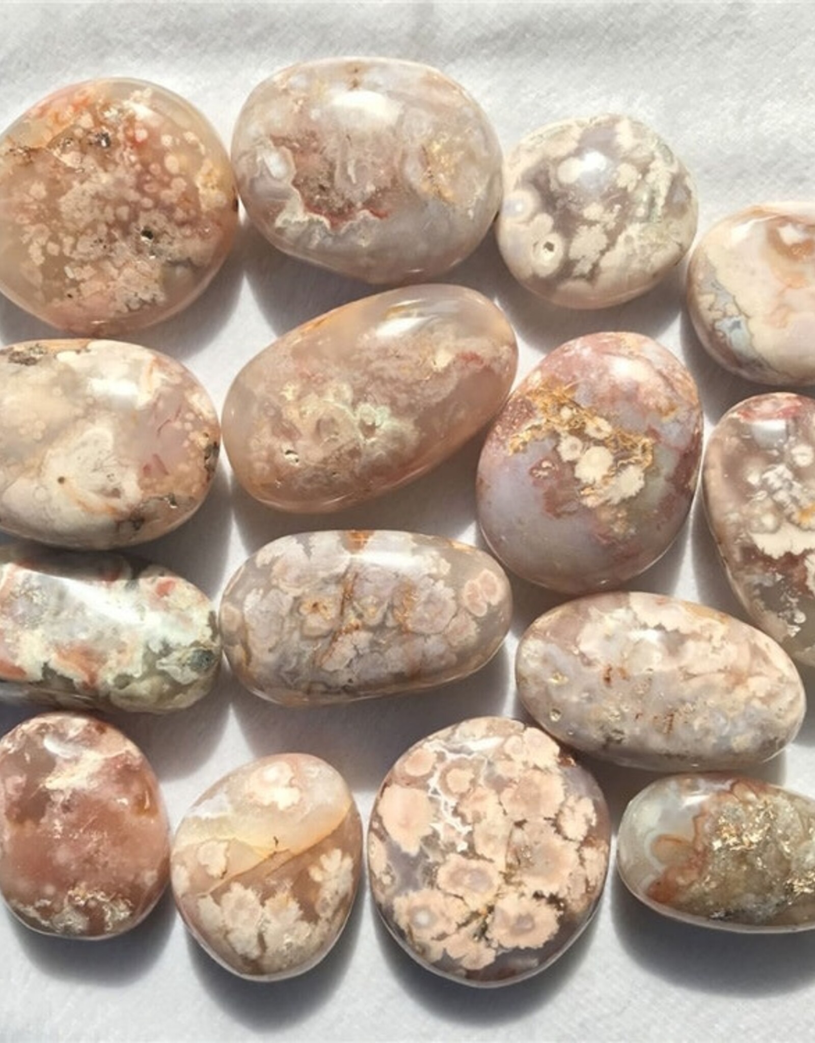 Cherry Blossom Flower Agate Palm Stone D2-3"
