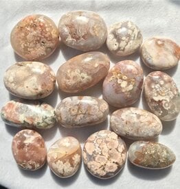 Cherry Blossom Flower Agate Palm Stone D2-3"