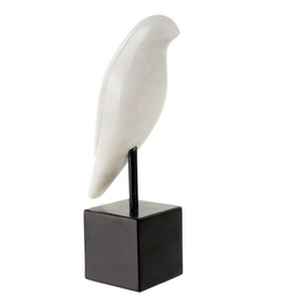 White Modernest Marble Bird H9"