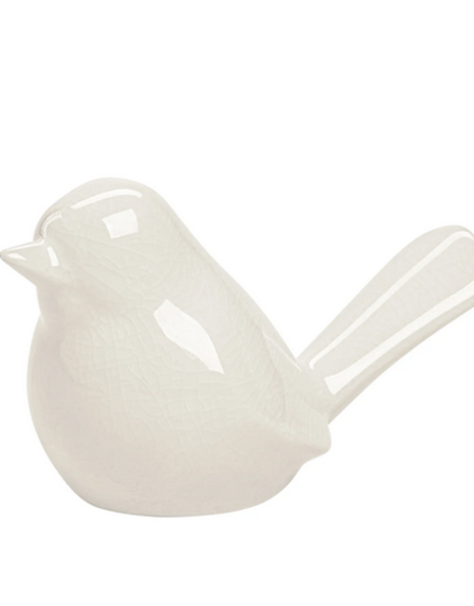 White Crackle Lilo Ceramic Bird