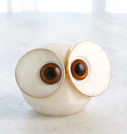Medium Alabaster Big Eyed Owl H3.75"