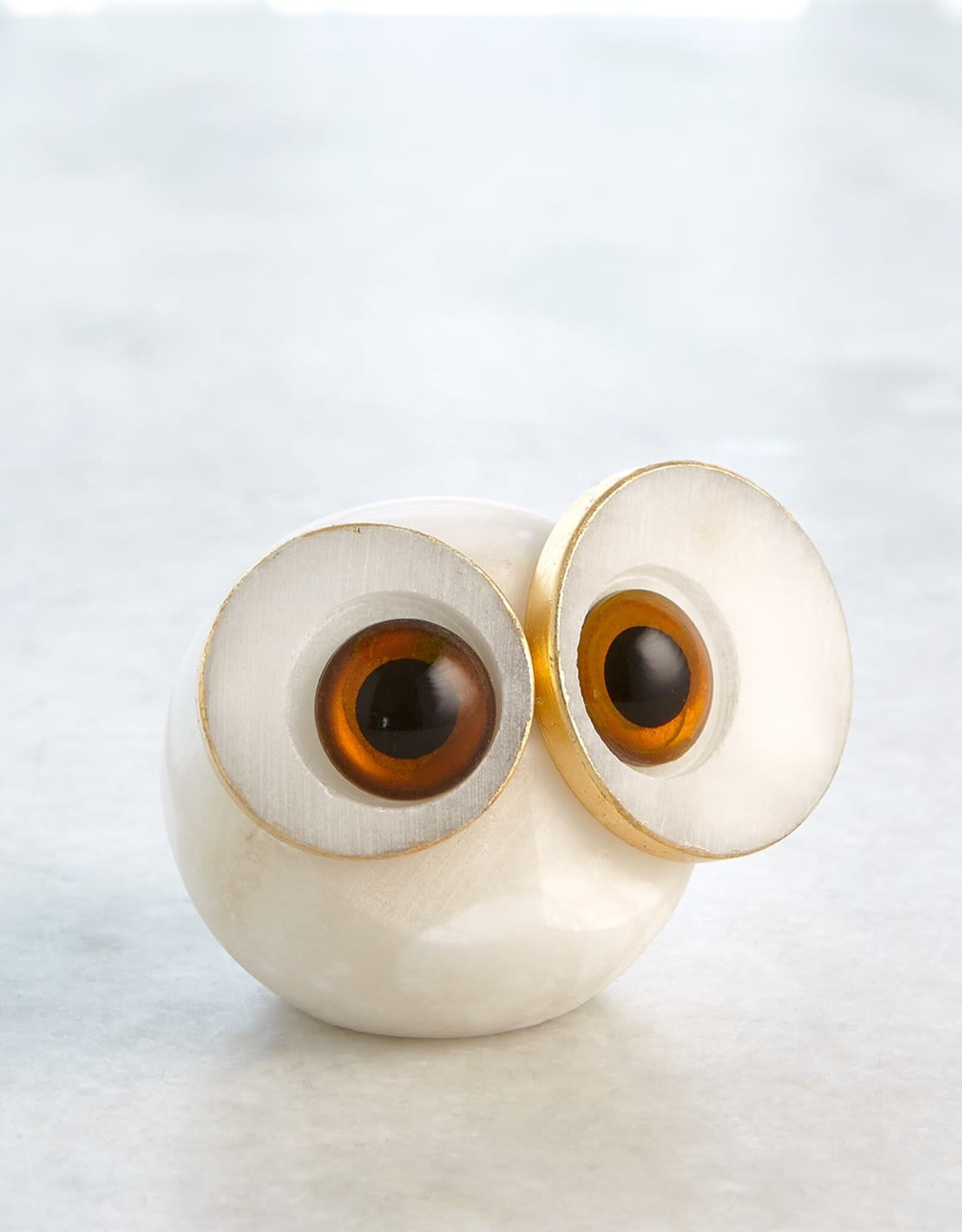 Small Alabaster Big Eyed Owl H2.75"