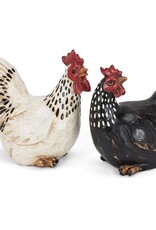 Sitting Rooster and Hen Set H6" W9"