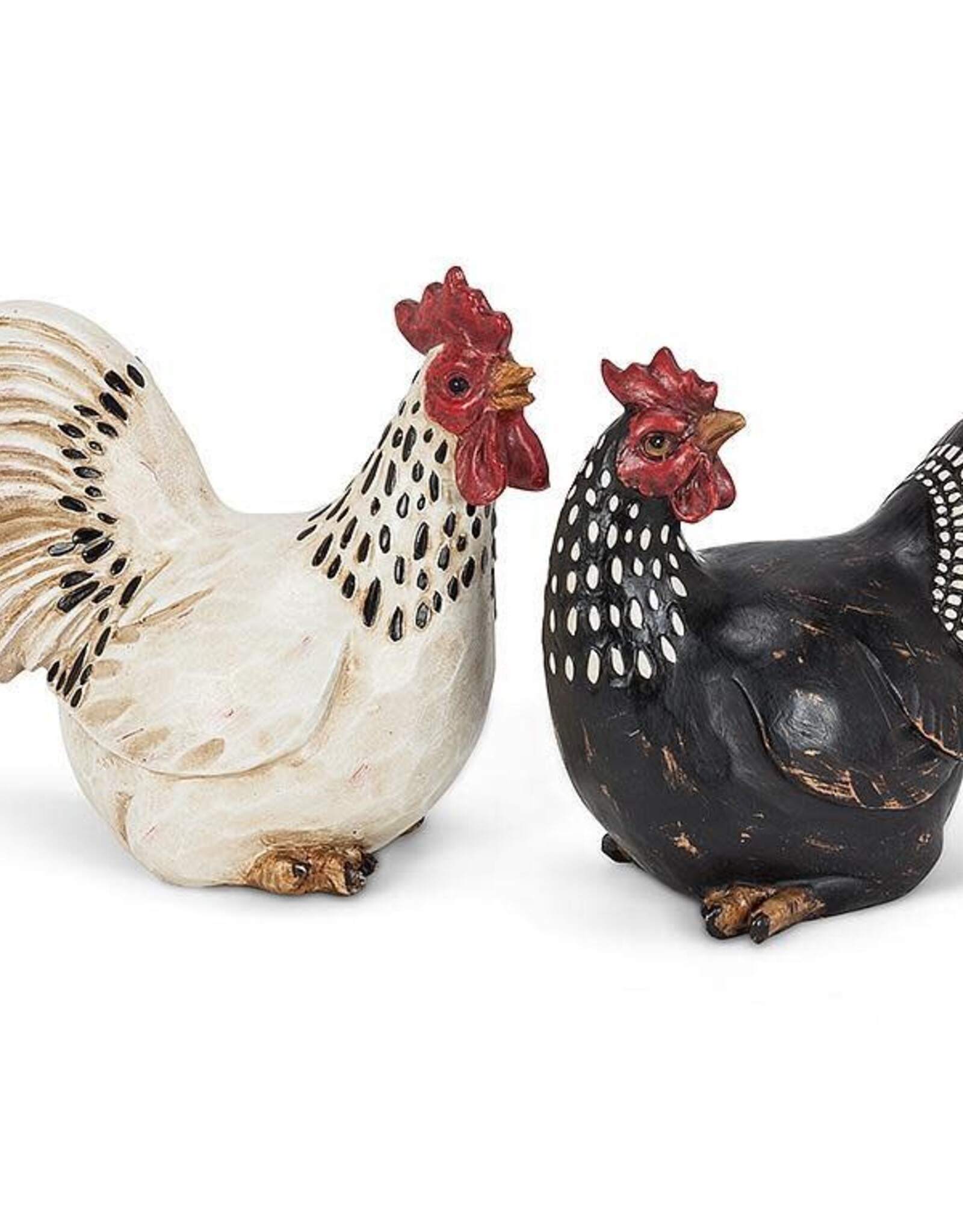 Sitting Rooster and Hen Set H6" W9"