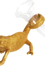 Gold Chameleon With Glass Vase L7.5" H5.75"