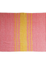 Pink and Yellow Acrylic and Wool Stripes and Fringe Throw L60" W50"