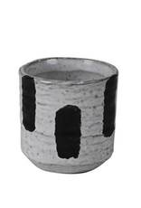 Small Kai White and Black Ceramic Pot D3" H3"