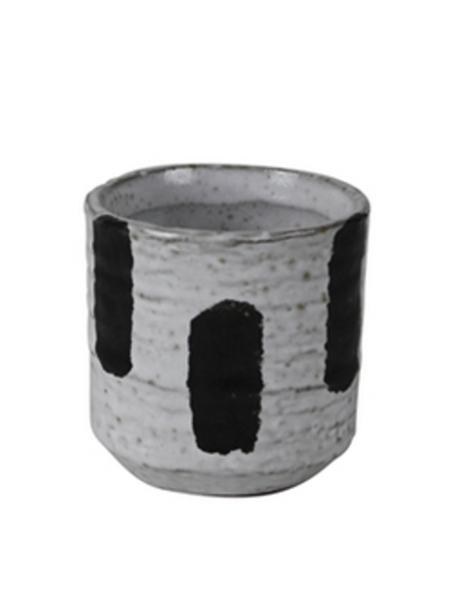 Small Kai White and Black Ceramic Pot D3" H3"