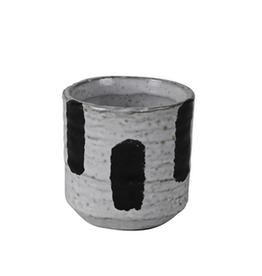 Small Kai White and Black Ceramic Pot D3" H3"