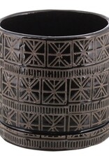 Medium Cusco Pot Grey with Black Clay Pot  D5" H5"