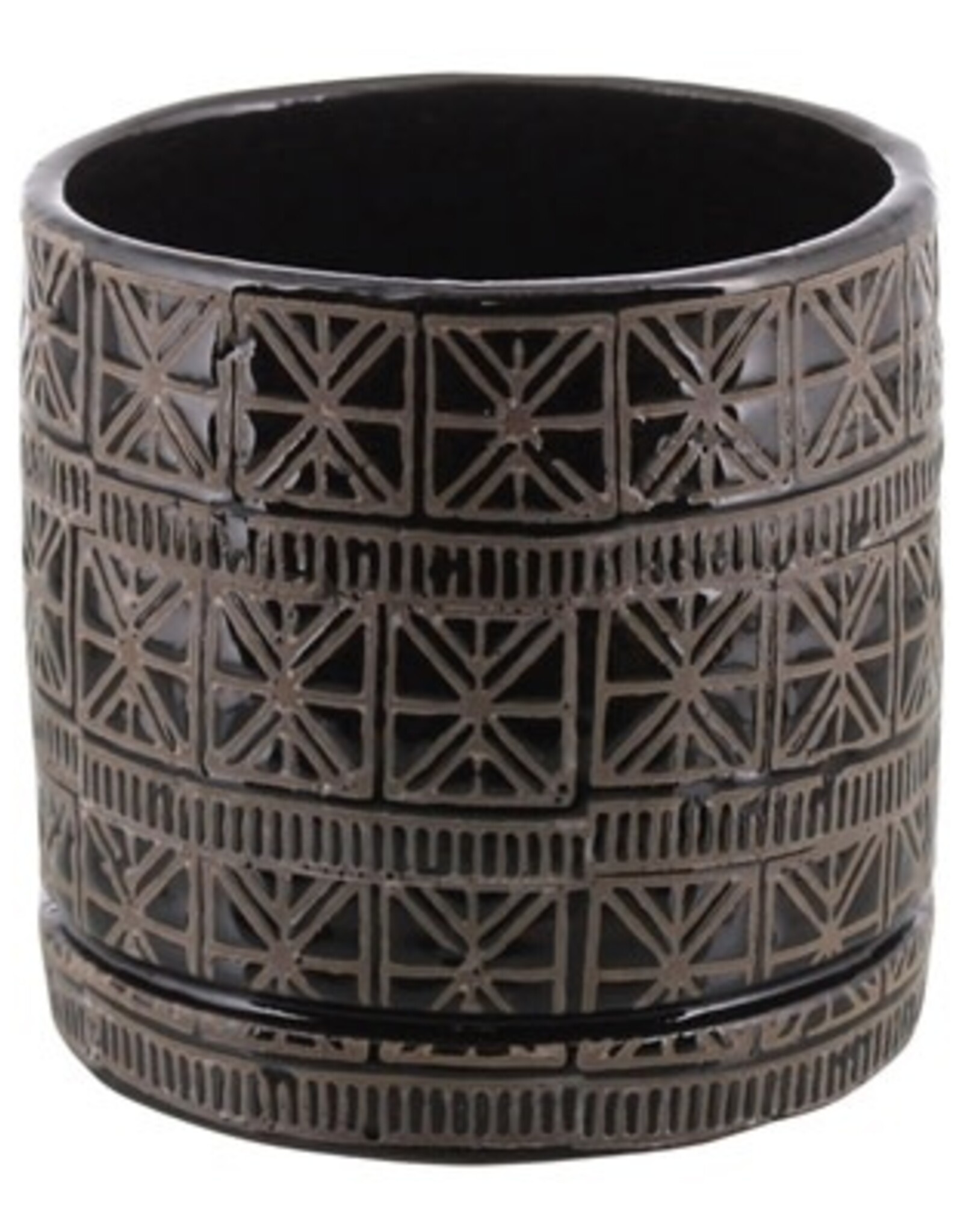 Medium Cusco Pot Grey with Black Clay Pot  D5" H5"