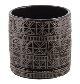 Medium Cusco Pot Grey with Black Clay Pot  D5" H5"