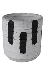 Medium Kai White and Black Ceramic Pot D4.5" H4.5"