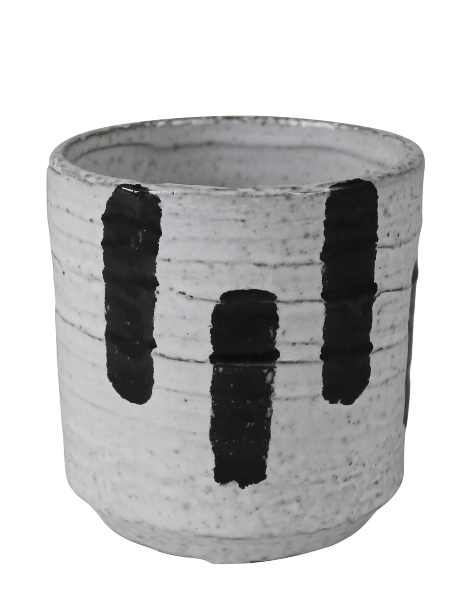 Medium Kai White and Black Ceramic Pot D4.5" H4.5"