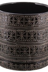 Large Cusco Grey with Black Clay Pot D6" H6"