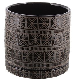 Large Cusco Grey with Black Clay Pot D6" H6"