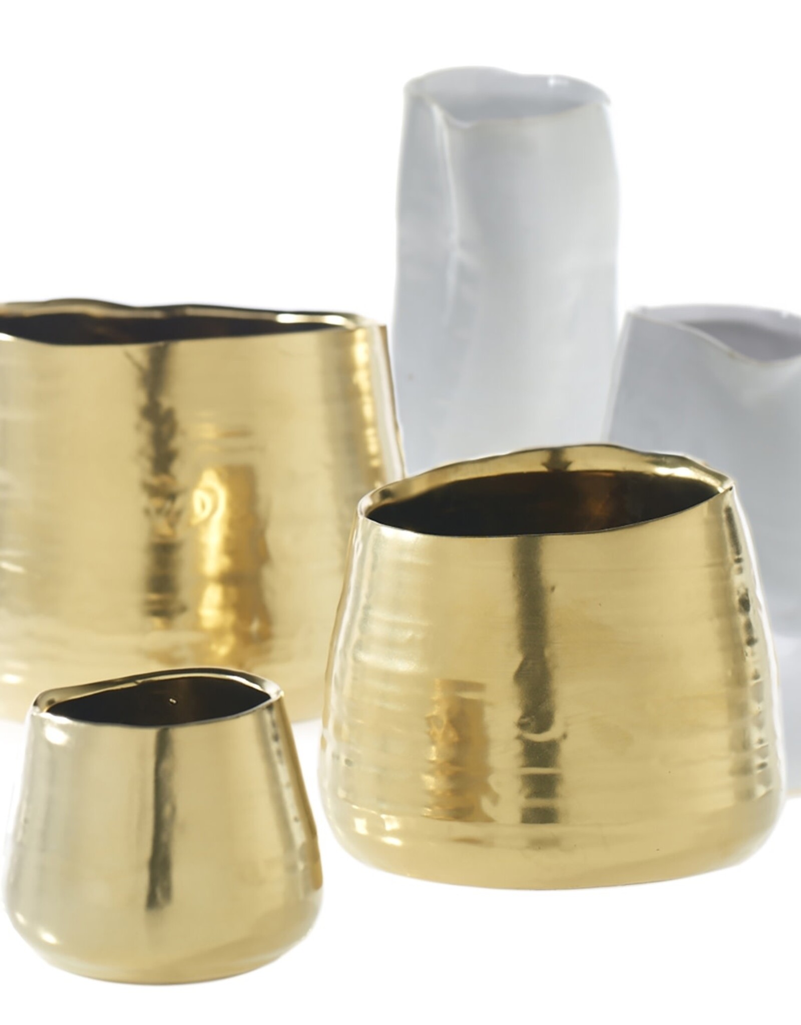 Large Gold Tegan Pot D7.25" H5.5"