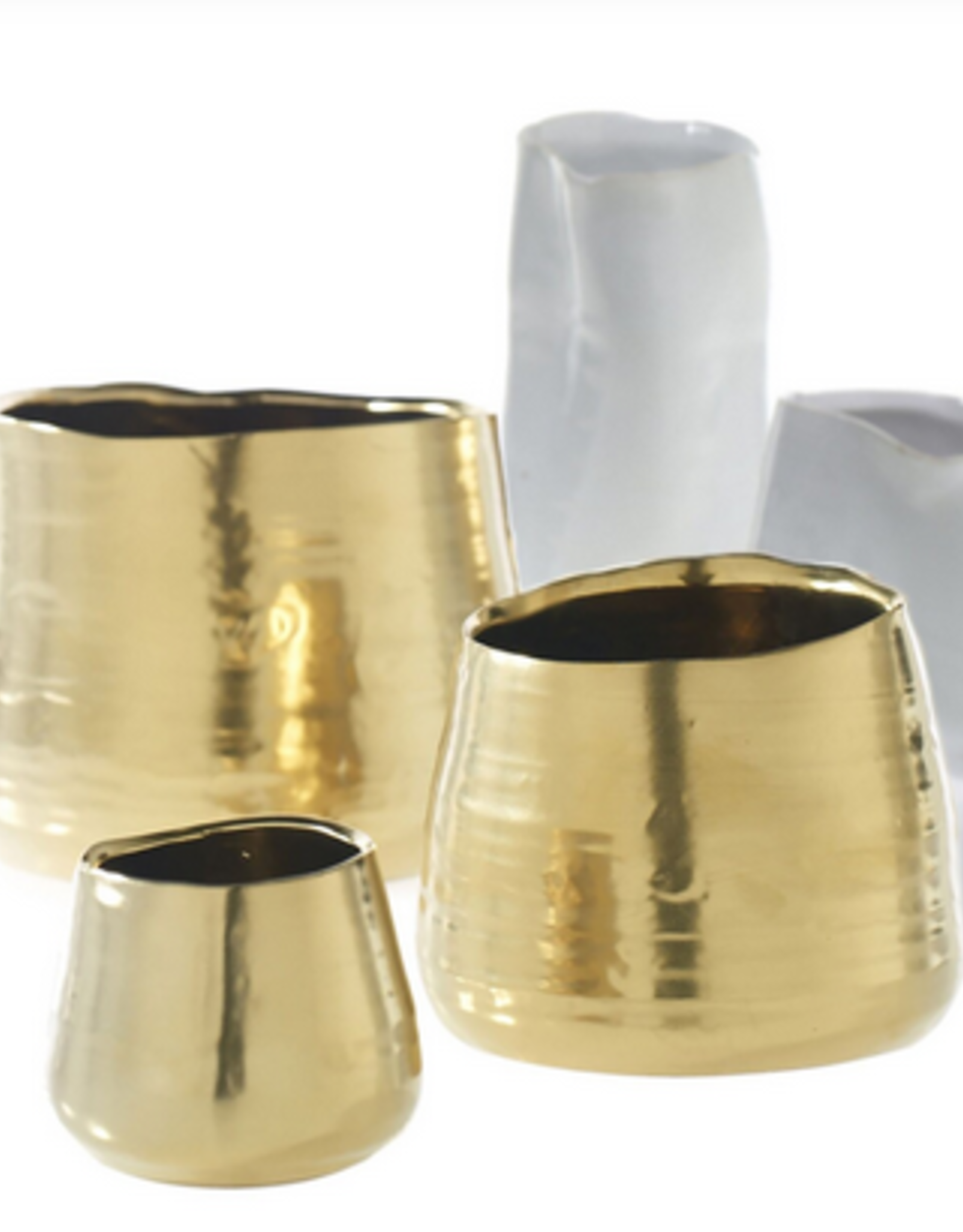 Small Matte Gold Tegan Pot D3.25” H3”
