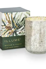 Small Balsam and Cedar Boxed Crackle Glass Candle