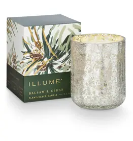 Small Balsam and Cedar Boxed Crackle Glass Candle