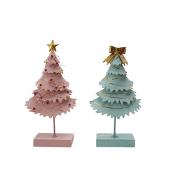 Metal Christmas Tree with Star/Bow H12.5" - 2 Styles