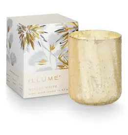 Small Winter White Boxed Crackle Glass Candle