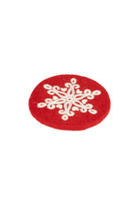 Small Felt Trivet Red with White SnowFlake