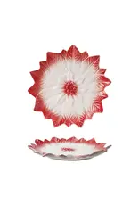Hand-Painted Stoneware Poinsettia Shaped Plate D9"