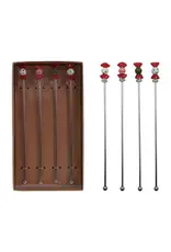 Cocktail Stirrers with Hand Blown Candies - Set of 4