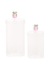 Gifty Glass Canister with Pink Present H6.5"