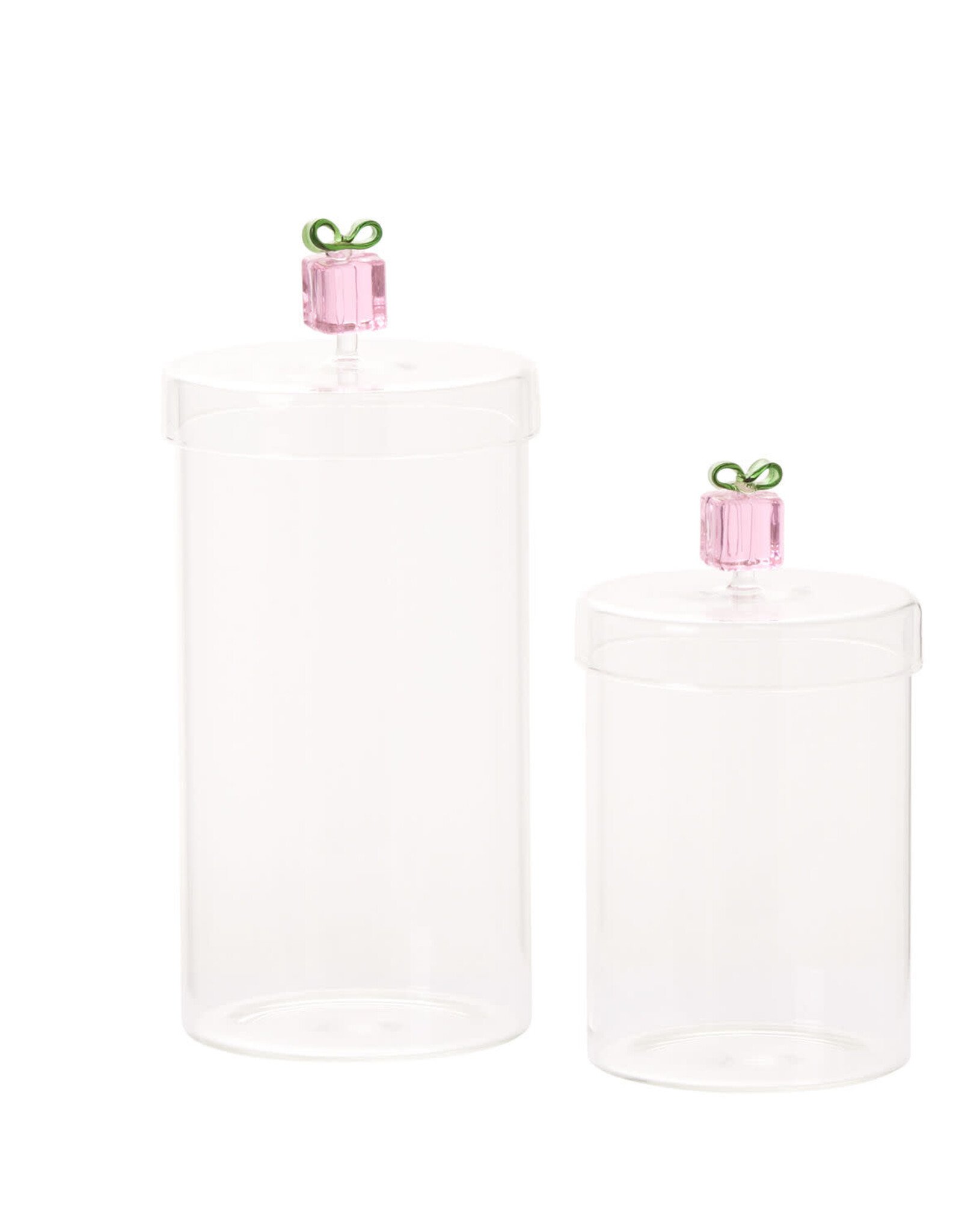 Gifty Glass Canister with Pink Present H6.5"