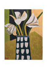 Abstract Flowers in Vase Canvas H32" W24"