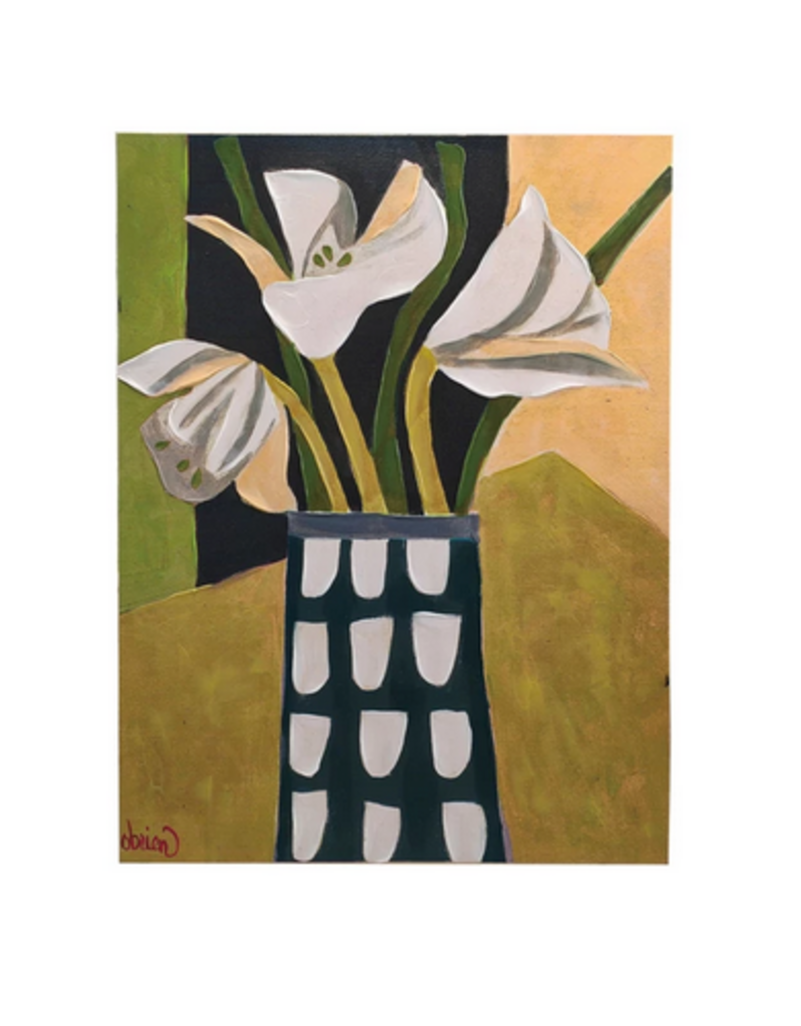 Abstract Flowers in Vase Canvas H32" W24"