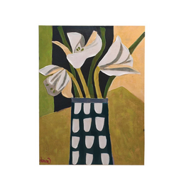 Abstract Flowers in Vase Canvas Print H32" W24"